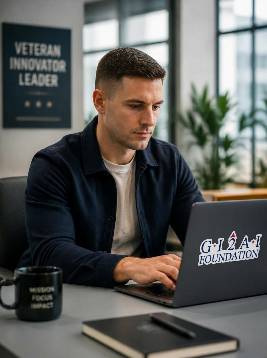 Veteran operating in a modern AI workspace